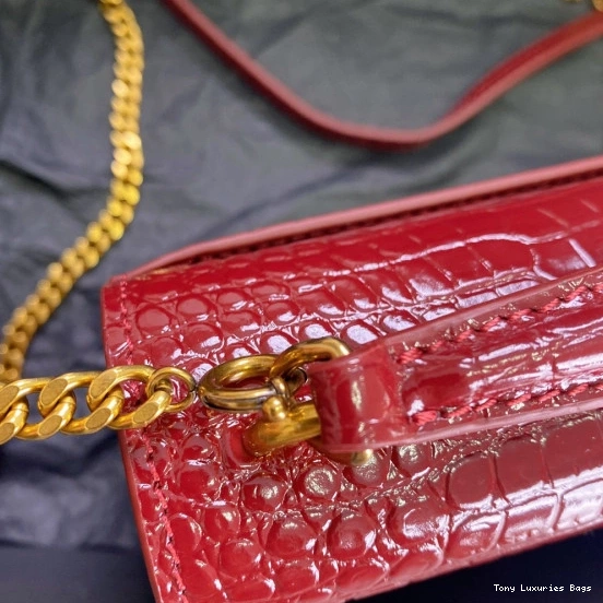 Tony Luxuries IN SHINY SUNSET LEATHER YSL CROCODILE-EMBOSSED 0716